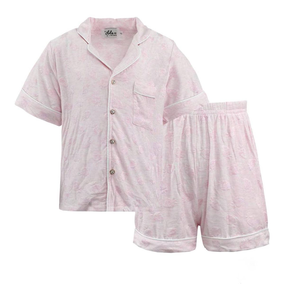 Strawberry PJ Short Set, Pink