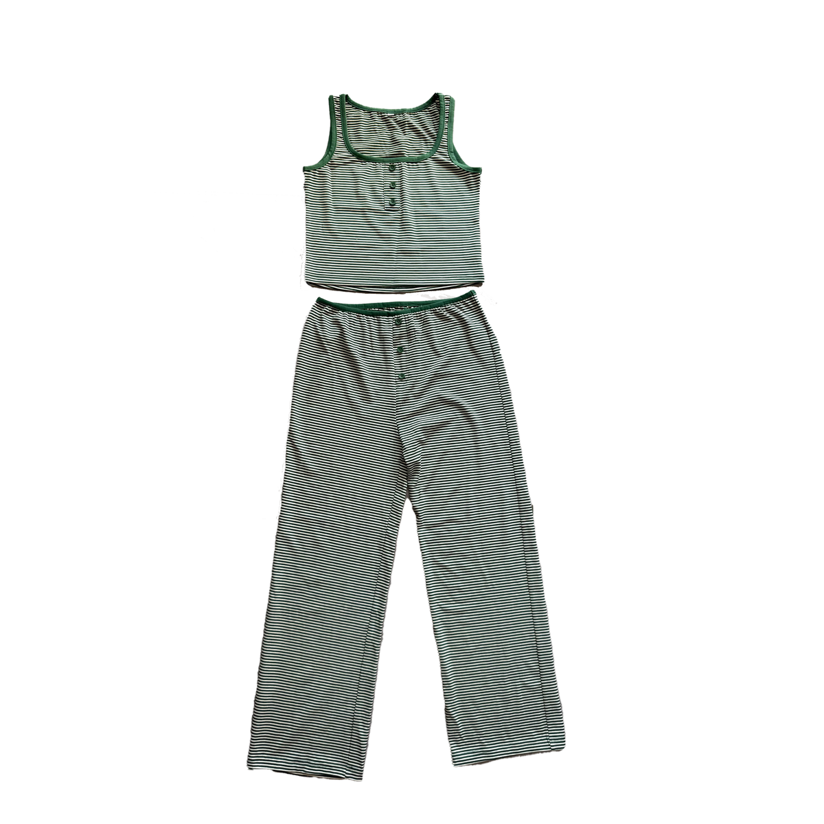 Pin Stripe Tank & Pant Lounge Set, Green