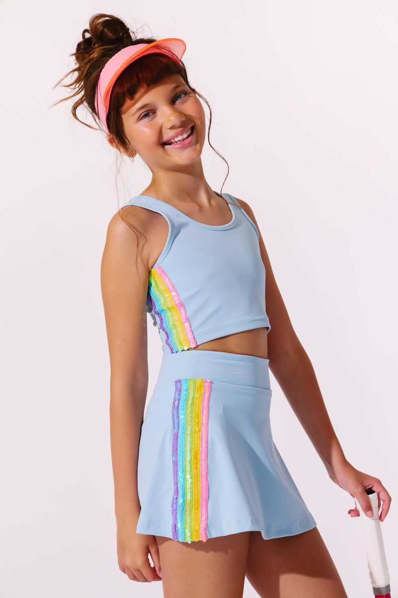 Sherbert Sequin Stripe Tennis Set, Blue