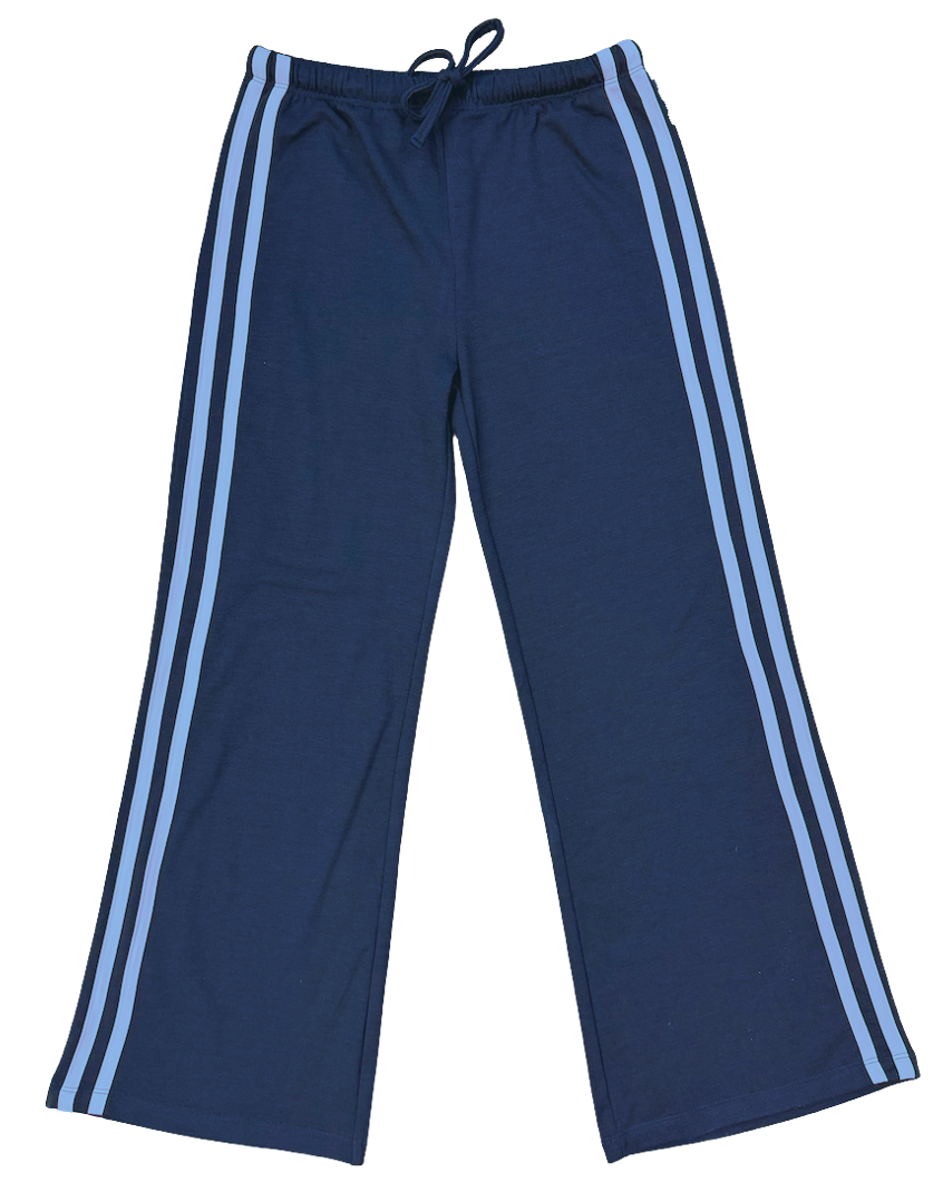 Girls Aviation Wide Leg Stripe Pant, Navy