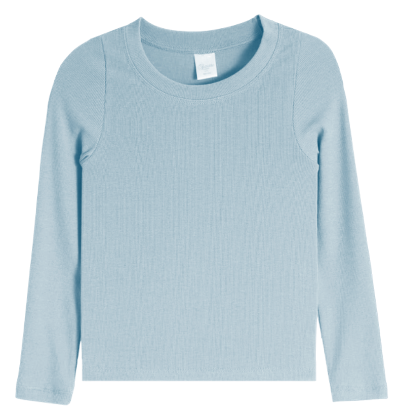 Liz LS Ribbed Tee, Art Blue