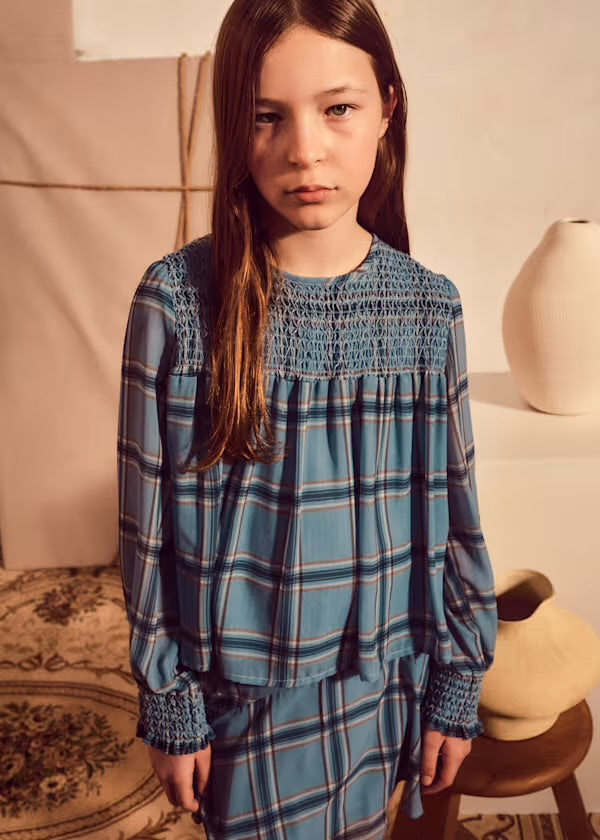 Indigo Plaid Blouse