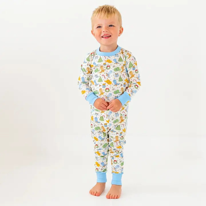 Cowboy Christmas Long Pajamas, Sky