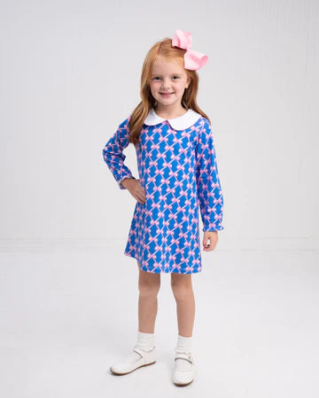 Presley Bow Dress, Blue