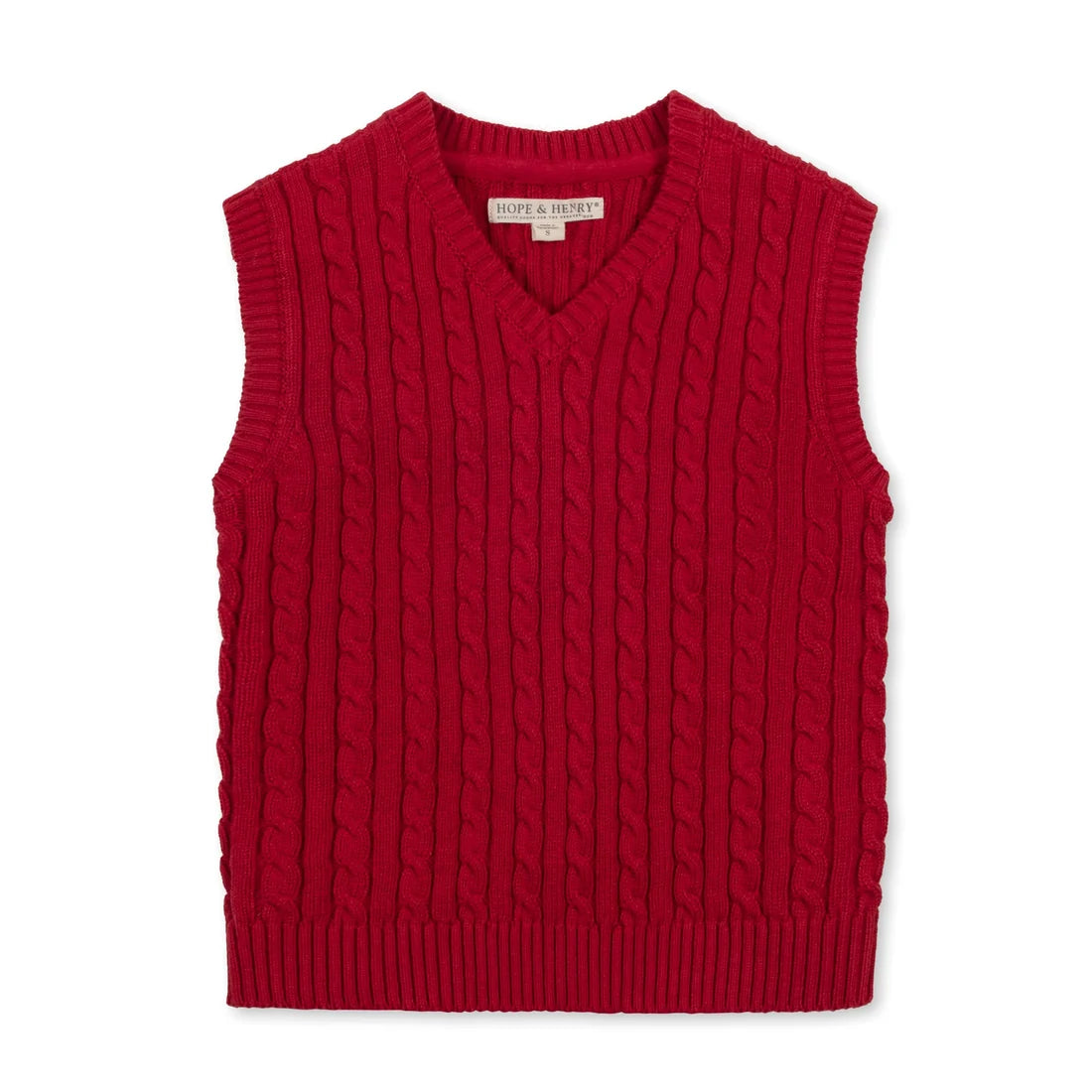Organic Cable Sweater Vest, Red