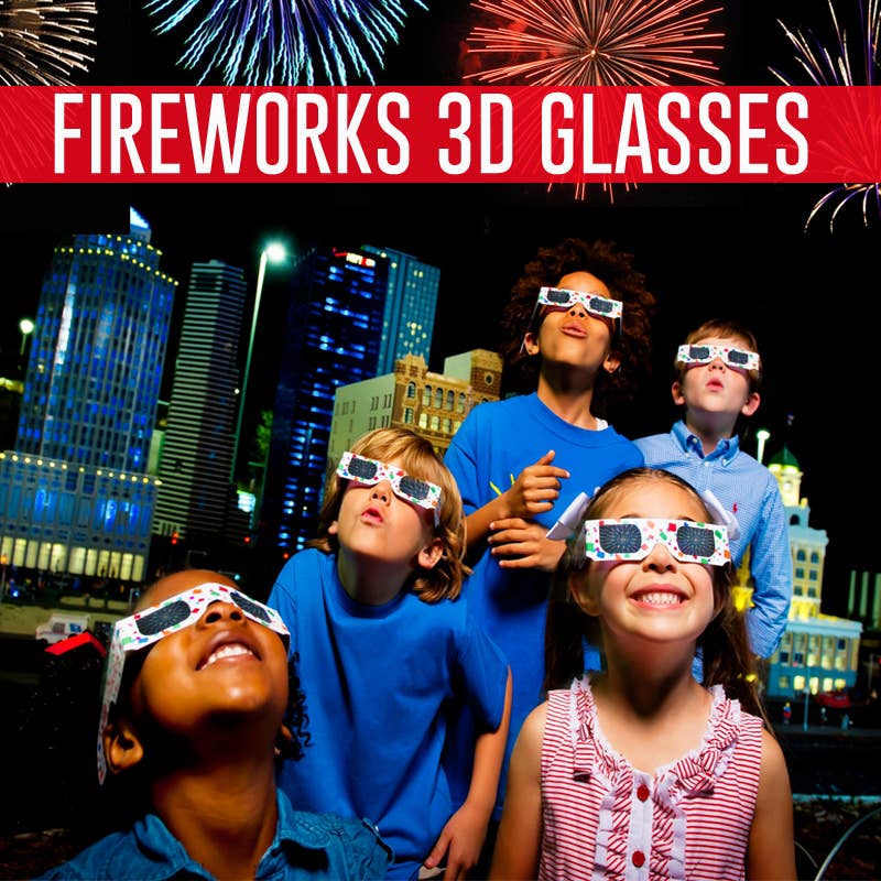 Plastic 3D Fireworks Diffraction Glasses - Pink