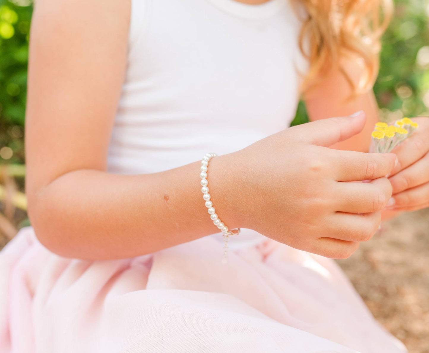 Girls Sterling Silver Dainty Pearl Baby & Child's Bracelet