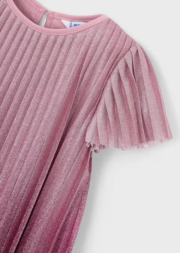 Shimmer Shine Pleated Dress, Pink