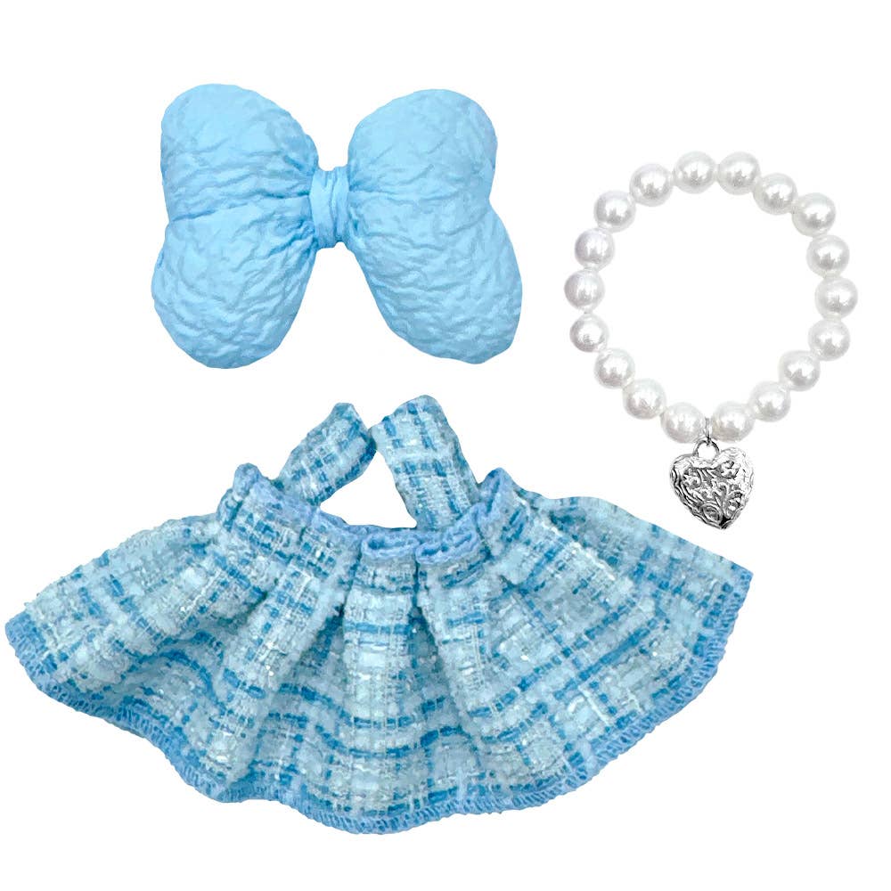 Labubu Compatible Mini Doll Tweed Dress Outfit Set (2 color options)