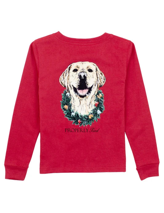 Boys Deck The Paws LS, Cabernet