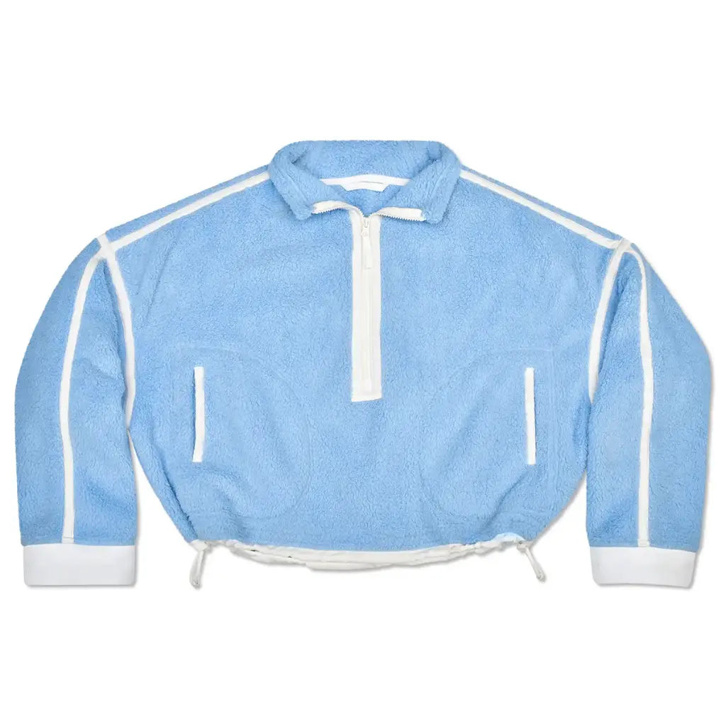 1/2 Zip Sherpa Pullover, Blue/Cream