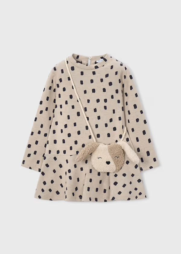 Dottie Knit Dress, Tan/Black
