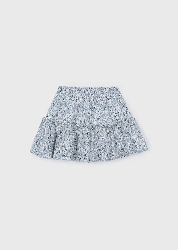 Dobby Floral Skirt, Blue