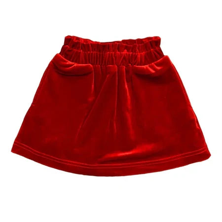 Belle Cher Velvet Skirt, Red