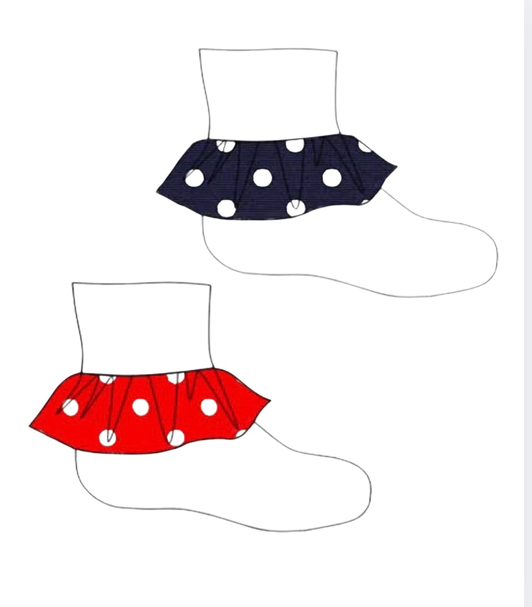 Polka Dot Ribbon Grosgrain Socks, (2 colors)