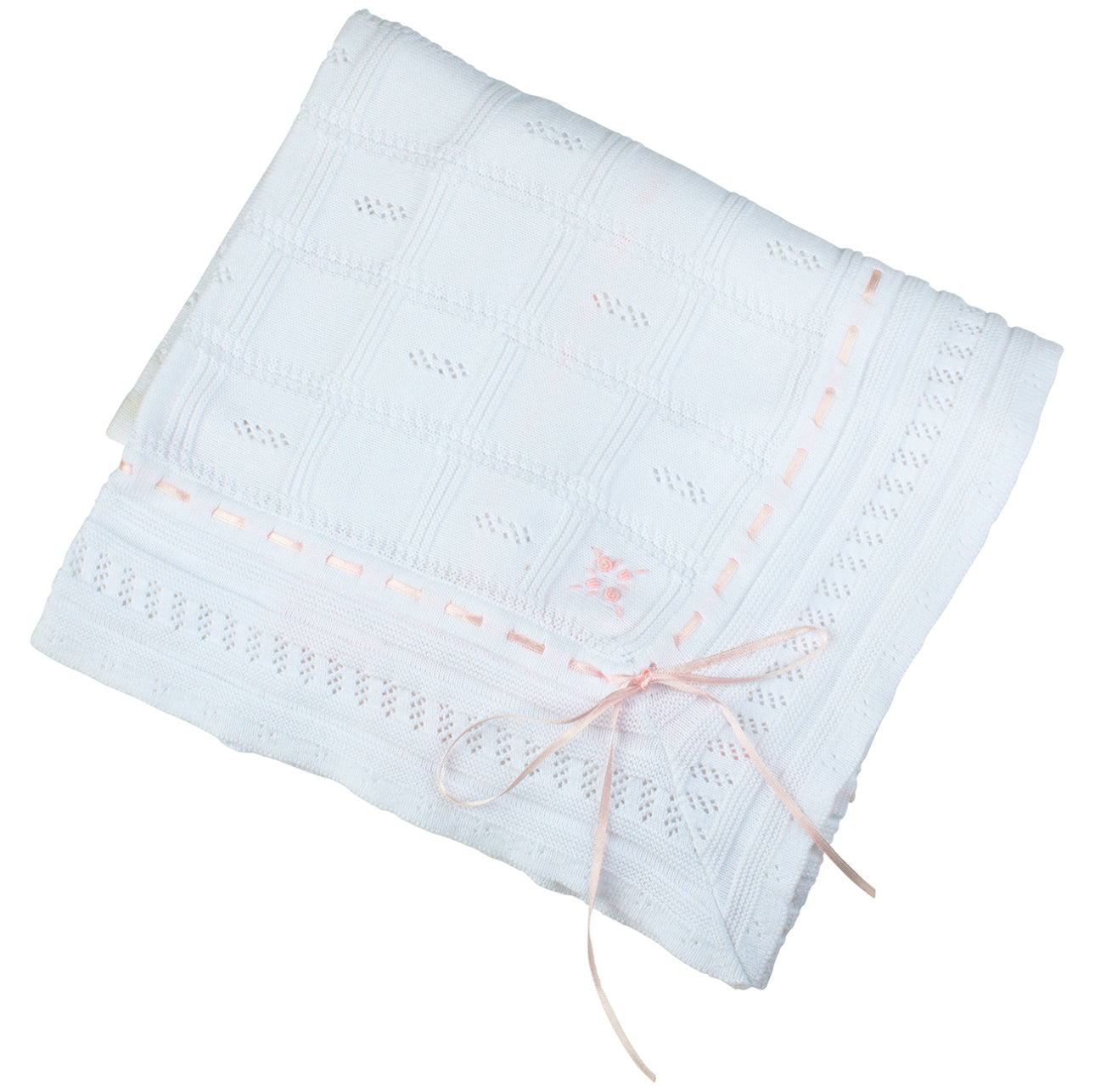 Feltman Ribbon Pointelle Knit Blanket, (2 colors)