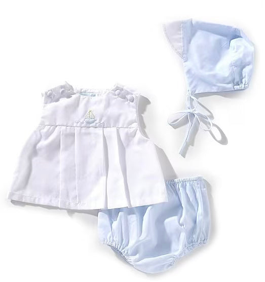 Embroidered Sailboat Boy Diaper Set