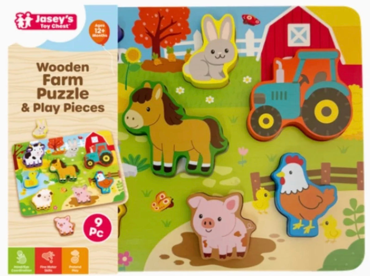 Wooden Farm Puzzle & Play Pieces