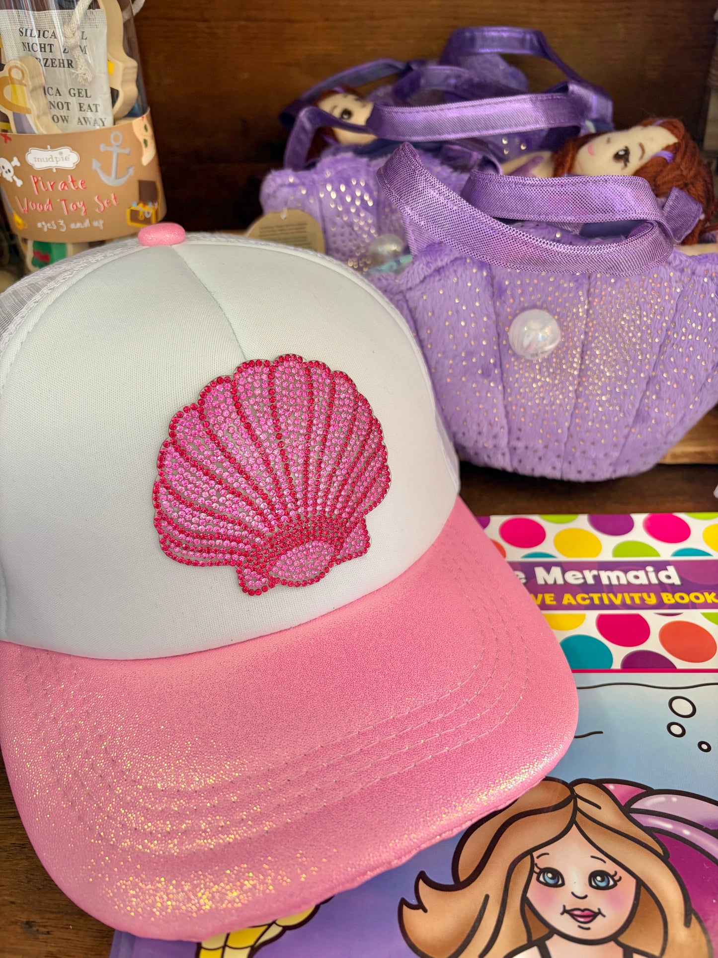 Pink Galaxy Trucker Hat w/Seashell Patch