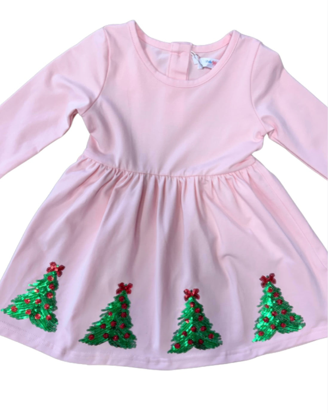 Christmas Tree Sequin Dress, Light Pink