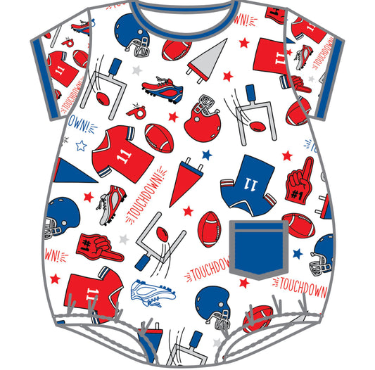 Touchdown Printed S/S Bubble in Royal/Red