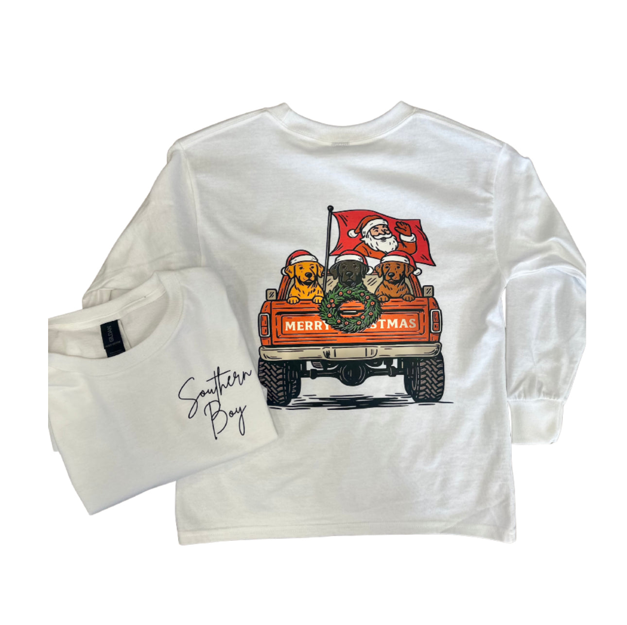 Christmas Dogs Truck Bed LS TShirt