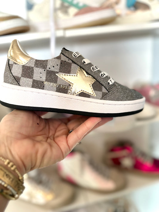 VH Grey Checkered Gold Star Sneaker
