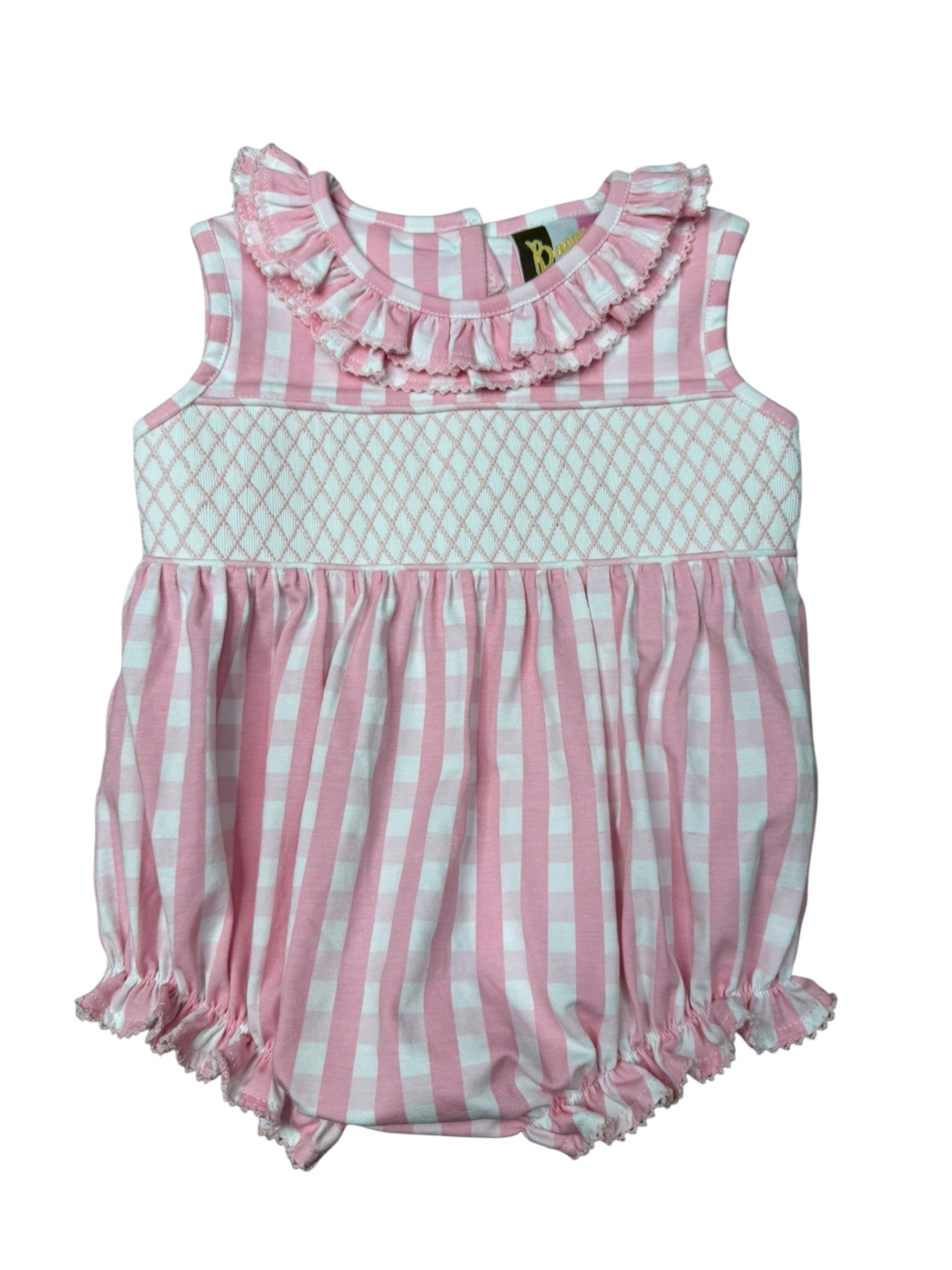 Pink Gingham Bubble w/Pearls