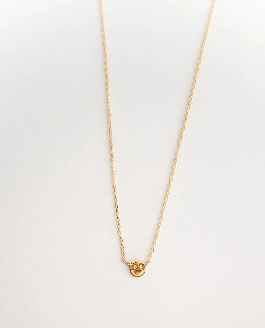 Gold Smiley Face Pendant Necklace