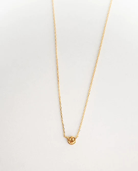 Gold Smiley Face Pendant Necklace