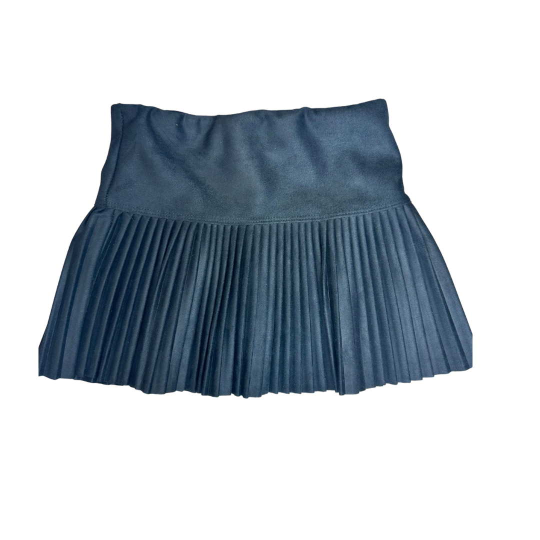 Suede Pleated Skort, Black
