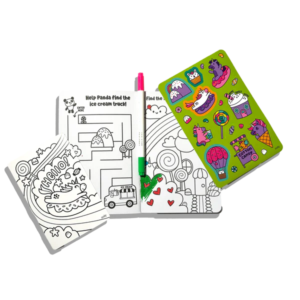 Let's Go! Activity & Coloring Kit, Unicorn Candy Town