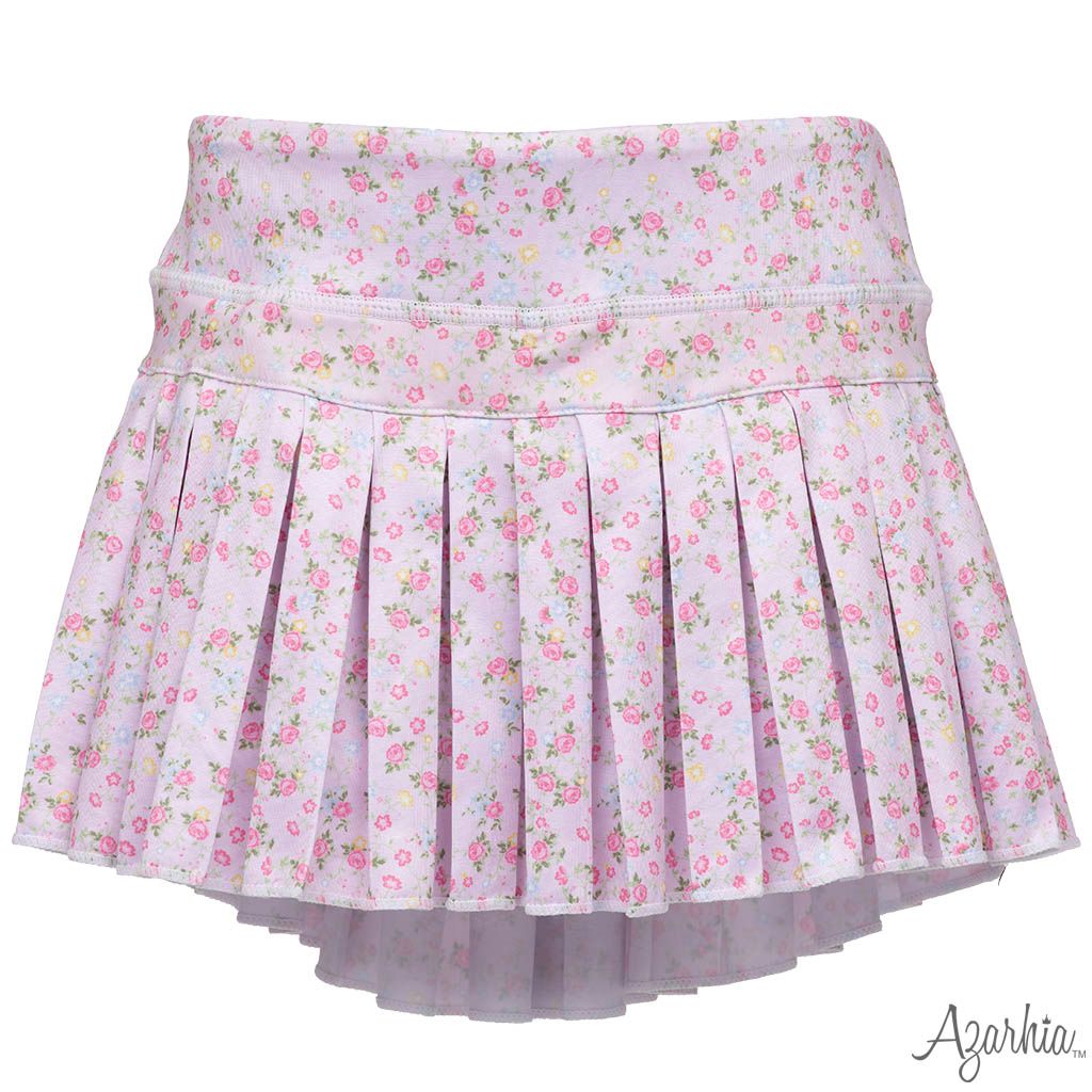 Pretty In Pink Flowers Mini Pleated Skort