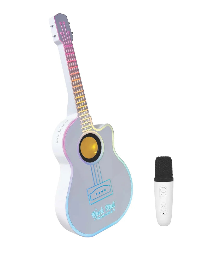 Bluetooth LED Guitar/Karaoke Microphone Set, White