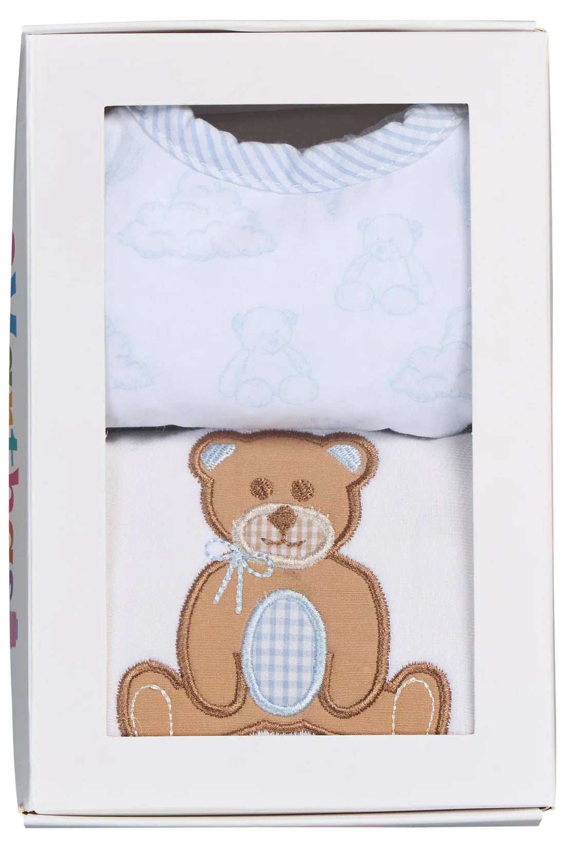 Teddy Bear Basic Bib & Burp Boxed Set, Blue
