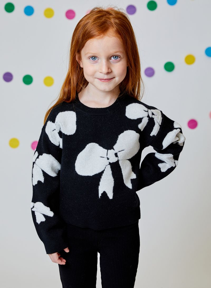Bow Sweater, Black/White