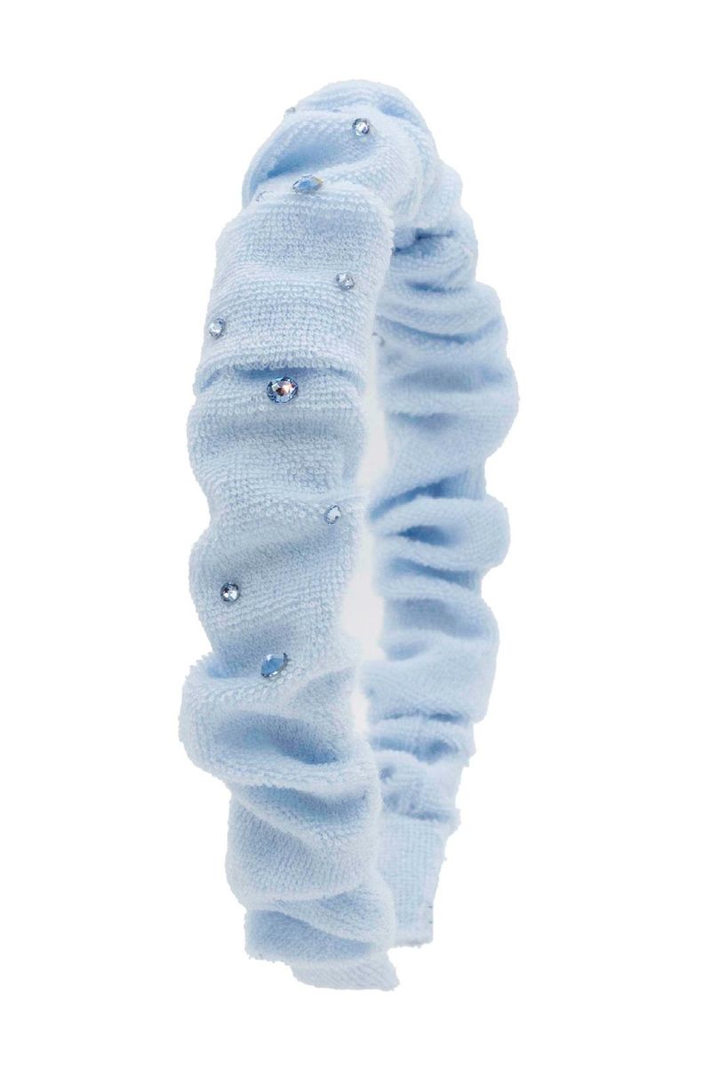 Crystallized Terry Crinkle Headband, Blue