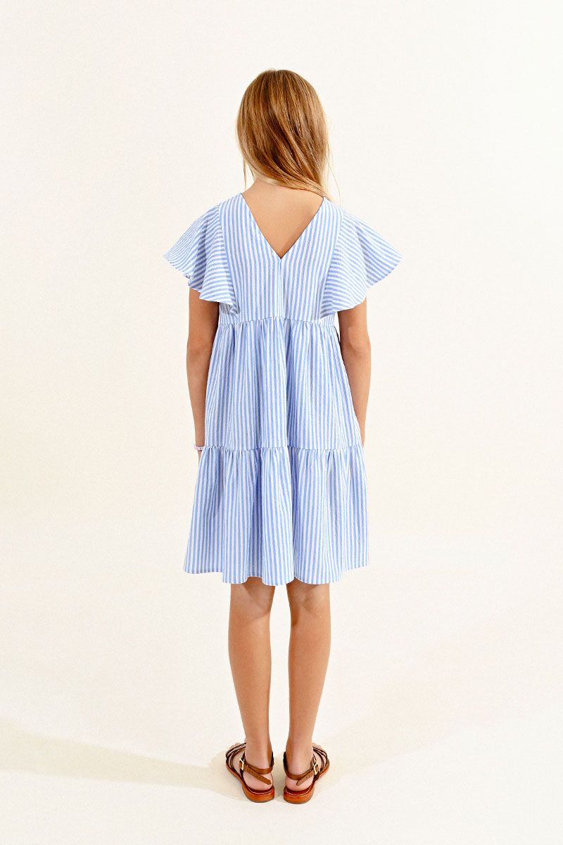 Woven Dress, Blue Ticking Stripe