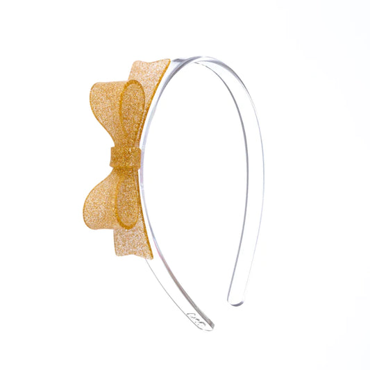 Bow Tie Acrylic Headband, Glitter Gold