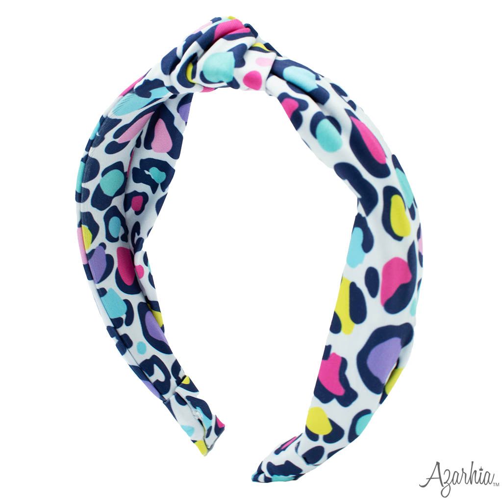 Top Knot Headband, Bright Leopard