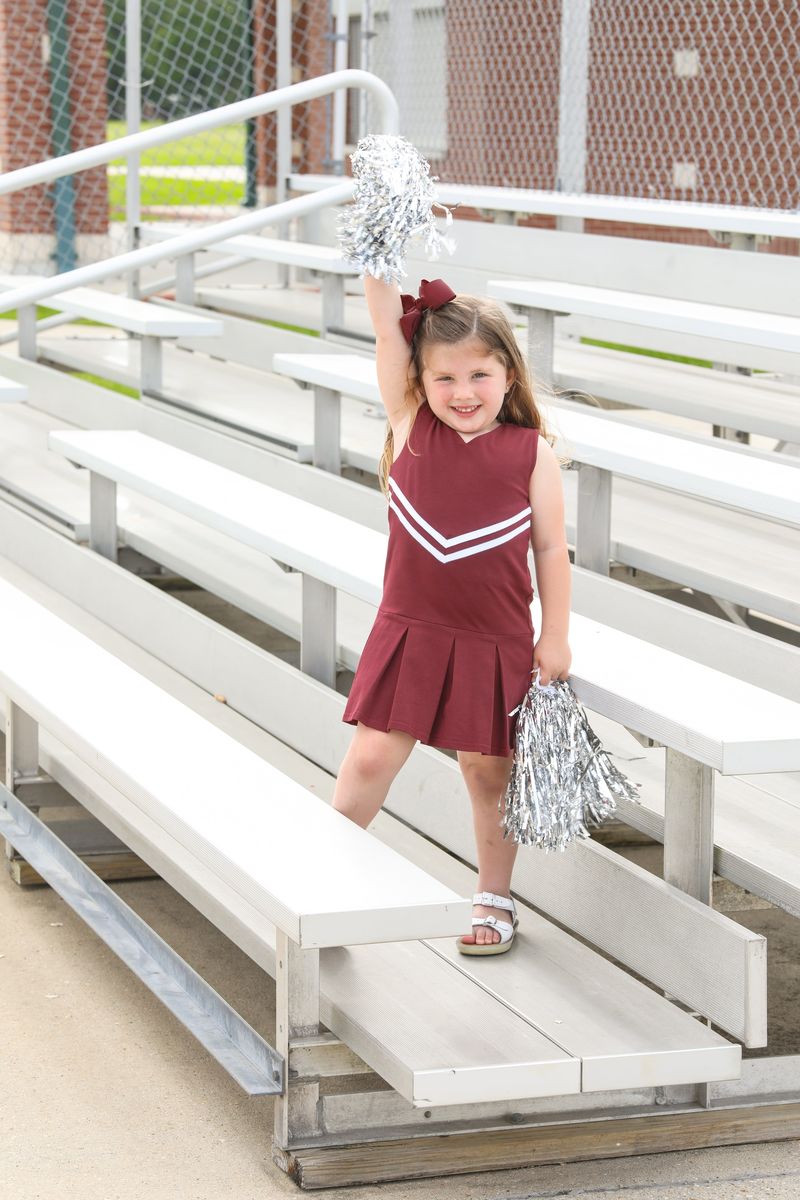 Knit Cheer Uniform Dress, Maroon