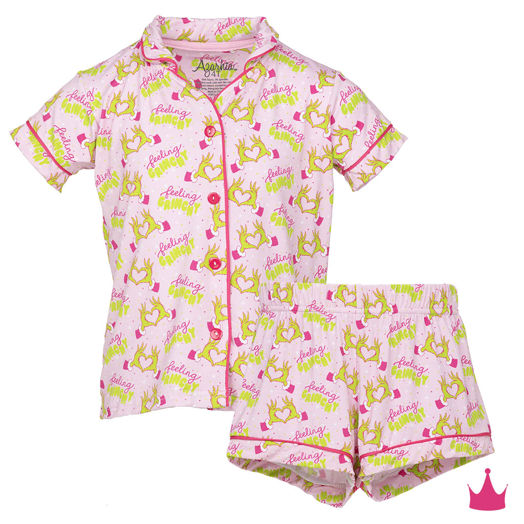 Feelin Grinchy PJ Short Set, Pink