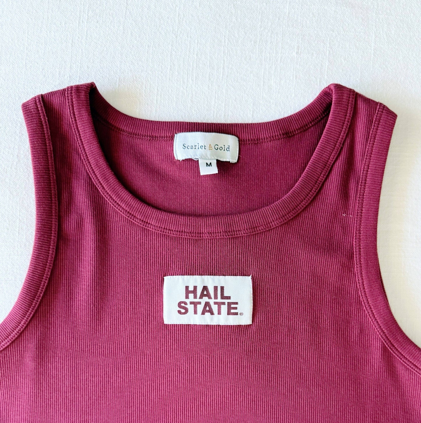 Youth Maroon Alli Ribbed Tank, Hail State