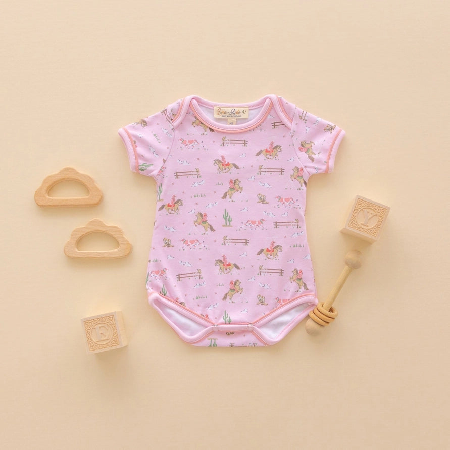 Little Wranglers Lap Bodysuit, Dusty Rose