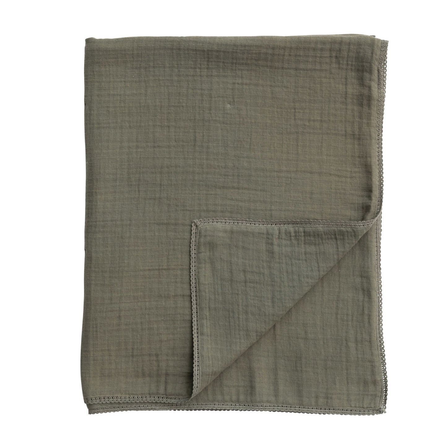 Cotton Knit Double Cloth Baby Blanket, Dk Green