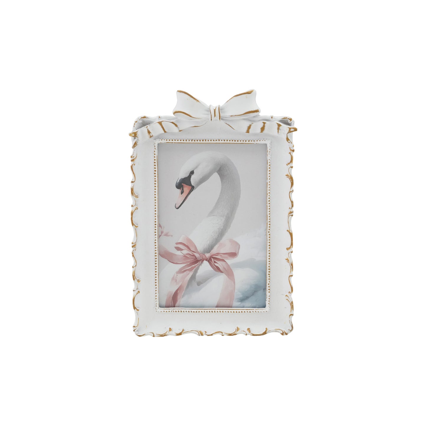 Bow Antique White Picture Frame