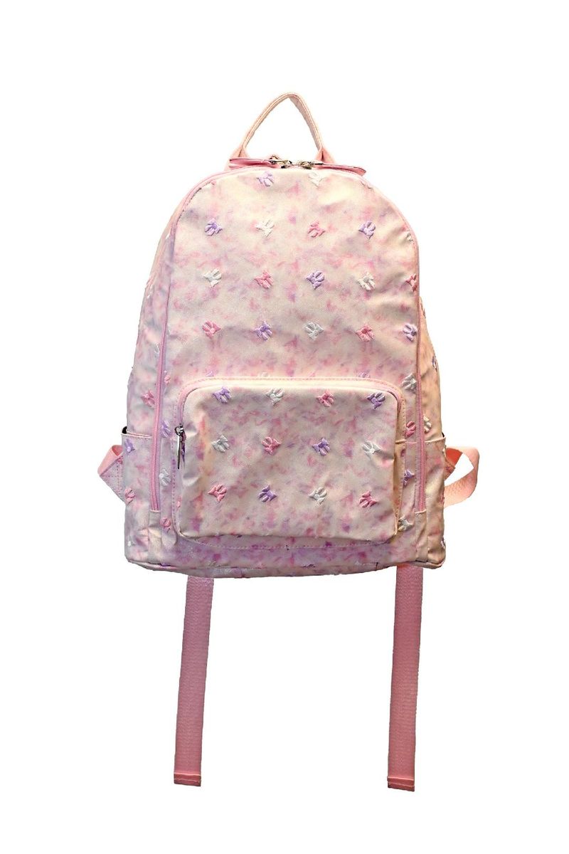 Embroidered Bow Backpack, Pink/Lavender