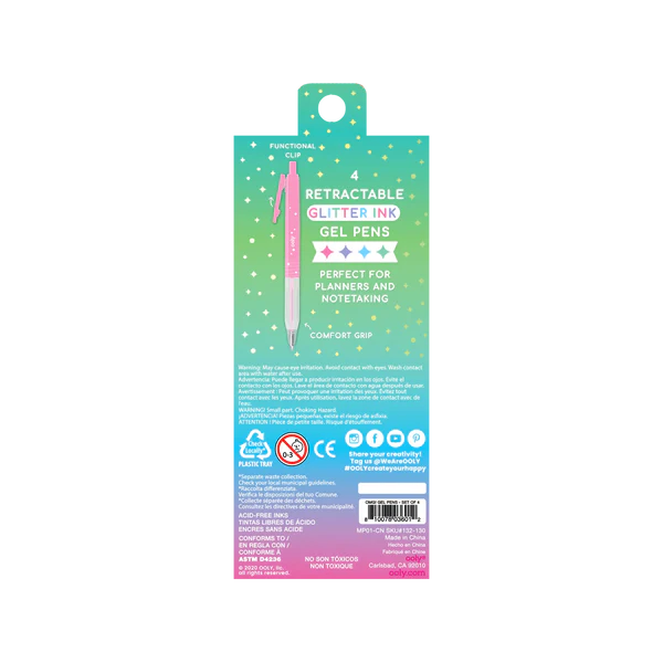 Oh My Glitter! Retractable Glitter Ink Gel Pens (Set of 4)