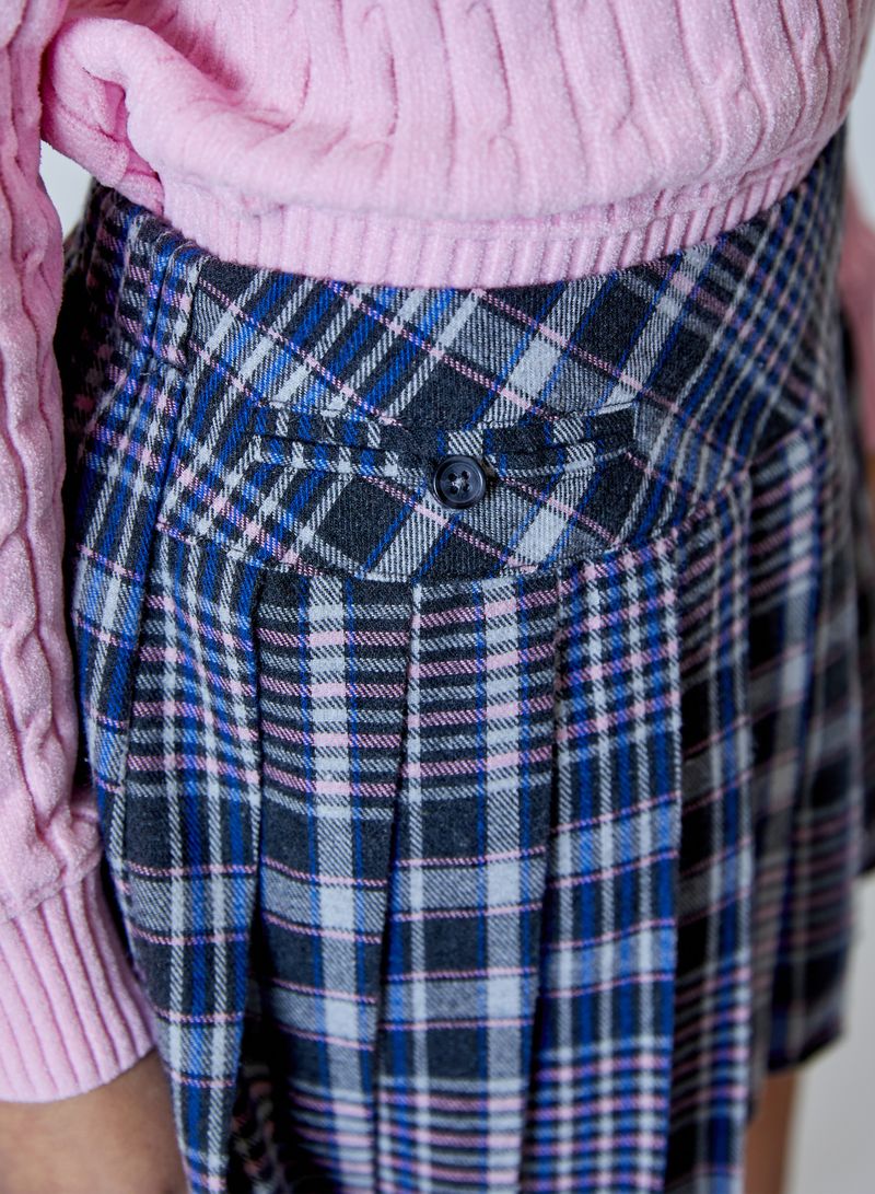 Ellie Plaid Skort, Grey Combo