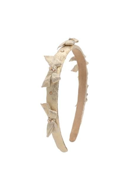 Crystallized Metallic Bow Halo Headband, Gold
